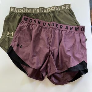 Under Armour Women's Shorts Bundle Sz Medium Pink and Olive Green